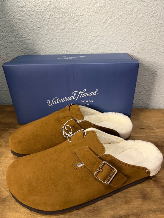 Universal Thread Shoes - Universal Thread Chestnut Brown Suede like Mule Clogs with Cream Lining size 12